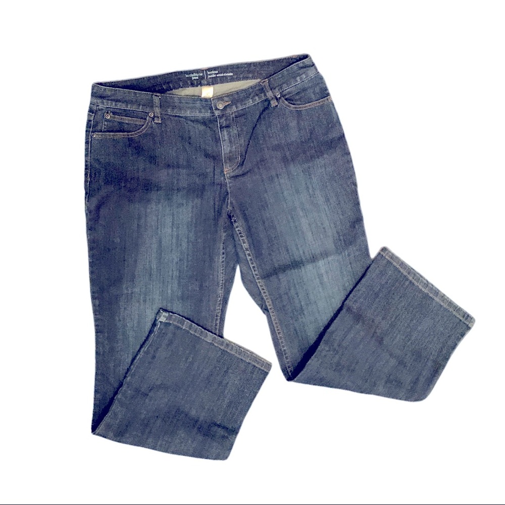Liz Claiborne Petite Straight Bootcut Denim Jeans Classic Dark Blue
